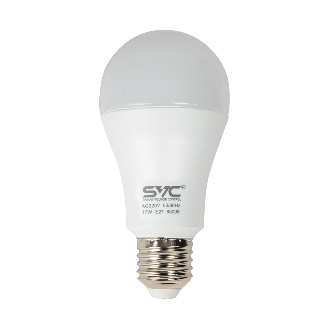 Лампа светодиодная, SVC, LED A60-17W-E27-6500K, Мощность 17Вт, Тип колбы A60, Цвет. температура 6500K, Цоколь E27, Холодный