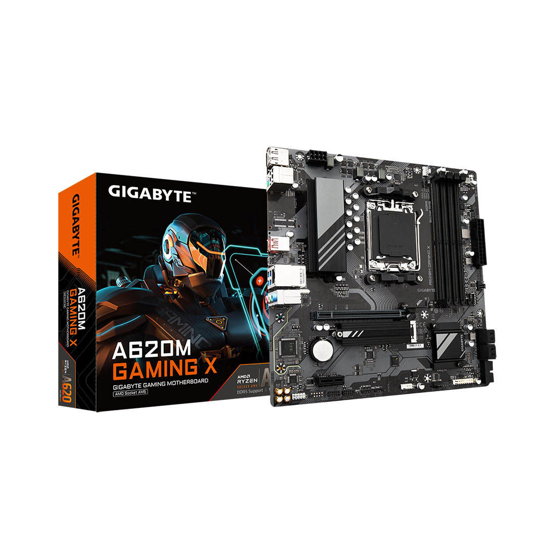 Материнская плата, Gigabyte, A620M GAMING X (4719331854096), AM5, A620, 4xDDR5 4800/5200/8000(OC), 4xSATA3, 1xM.2 (PCIe 4.0 x4/x2), RAID, 1xHDMI, 1хDP, 1xPCI-Ex16, 1xPCI-Ex1, mATX
