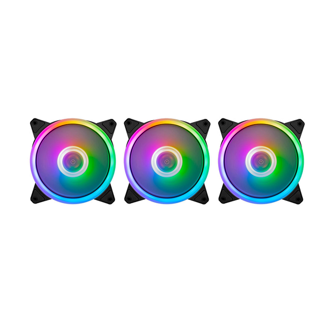 Комплект кулеров для кейса, 1STPLAYER, FIREMOON M1 COMBO, 3х120мм RGB, 1500 об/мин, 30.54CFM, 19dB(A), 5-pin, 120*120*25 мм, Черный