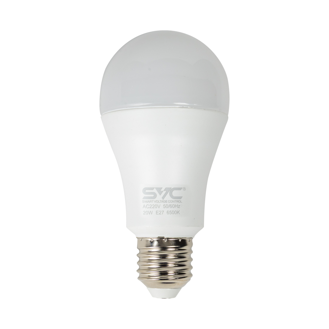 Лампа светодиодная, SVC, LED A60-20W-E27-6500K, Мощность 20Вт, Тип колбы A60, Цвет. температура 6500K, Цоколь E27, Холодный