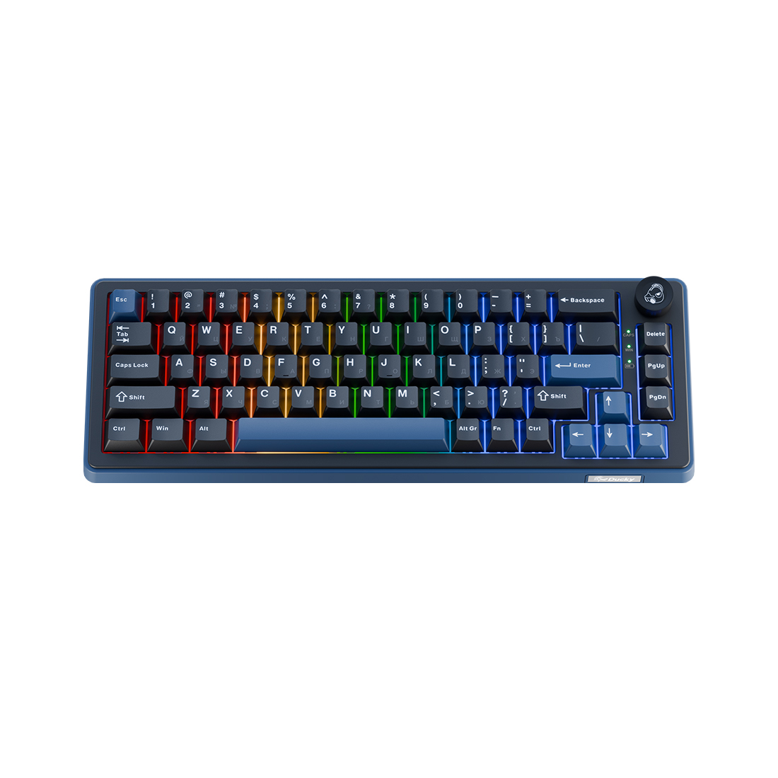 Клавиатура, Ducky, OK-M-65, Wine Red Switch DKOKM2567-KWRUPDCOCH1, Игровая, Механическая, 65%, Ducky Linear Inductive Switch, USB, 2,4 ГГц, Bluetooth, Подсветка RGB, Размер: 452x150x41 мм., Анг/Рус, Чёрный
