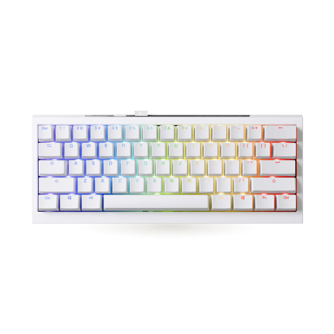 Клавиатура, Ducky, One X Mini Wireless, Игровая, Механическая, 60%, Ducky Linear Inductive Switch, USB, 2,4 ГГц, Bluetooth, Подсветка RGB, Размер: 308x124x39 мм., Белый