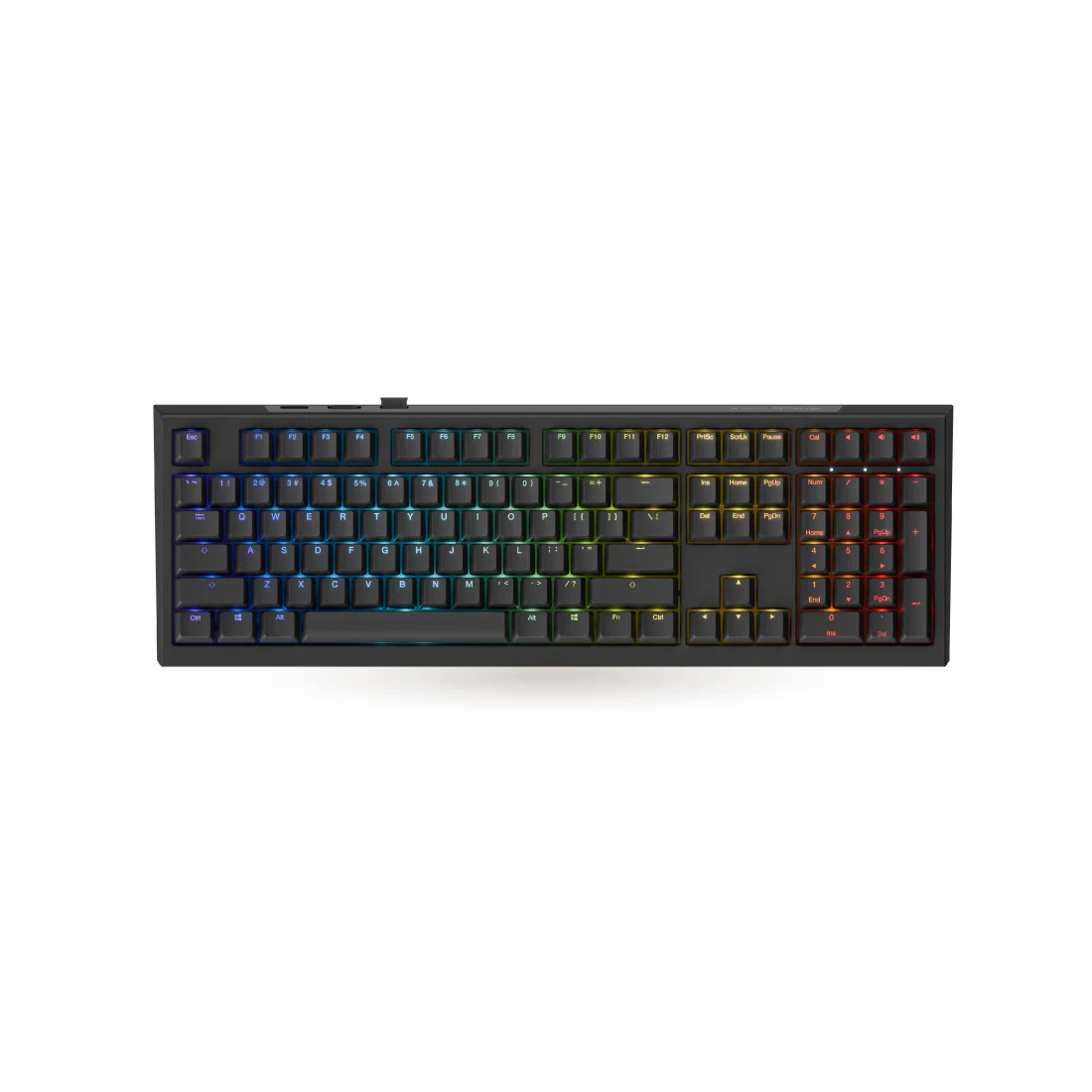 Клавиатура, Ducky, One X Wireless, Игровая, Механическая, 100%, Ducky Linear Inductive Switch, USB, 2,4 ГГц, Bluetooth, Подсветка RGB, Размер: 452x150x41 мм, Чёрный
