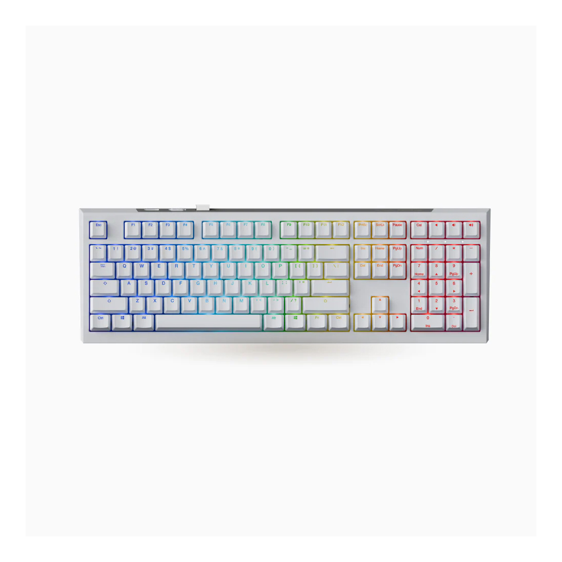 Клавиатура, Ducky, One X Wireless WH, Игровая, Механическая, 100%, Ducky Linear Inductive Switch, USB, 2,4 ГГц, Bluetooth, Подсветка RGB, Размер: 452x150x41 мм., Анг/Рус, Белый