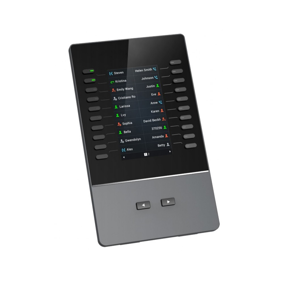 Модуль расширения, Grandstream, GBX20, для GRP2615, GRP2624, GRP2650, GRP2670, GXV3350 и GXV3450. Цветной ЖК-дисплей 480x272, 20 двухцветных кнопок, 2 страницы, последовательное подключение до 4 модулей