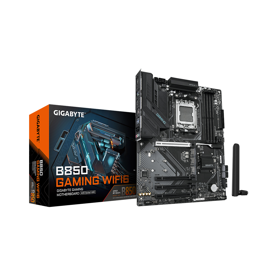 Материнская плата, Gigabyte, B850 GAMING WF6 (4719331866631), AM5, B850, 4xDDR5 4400/4800/5200/8200(OC), 4xSATA3, 3xM.2 (PCIe 4.0 x4/x2), RAID, 1xHDMI, 1хDP, 4xPCI-Ex16, WiFi, ATX