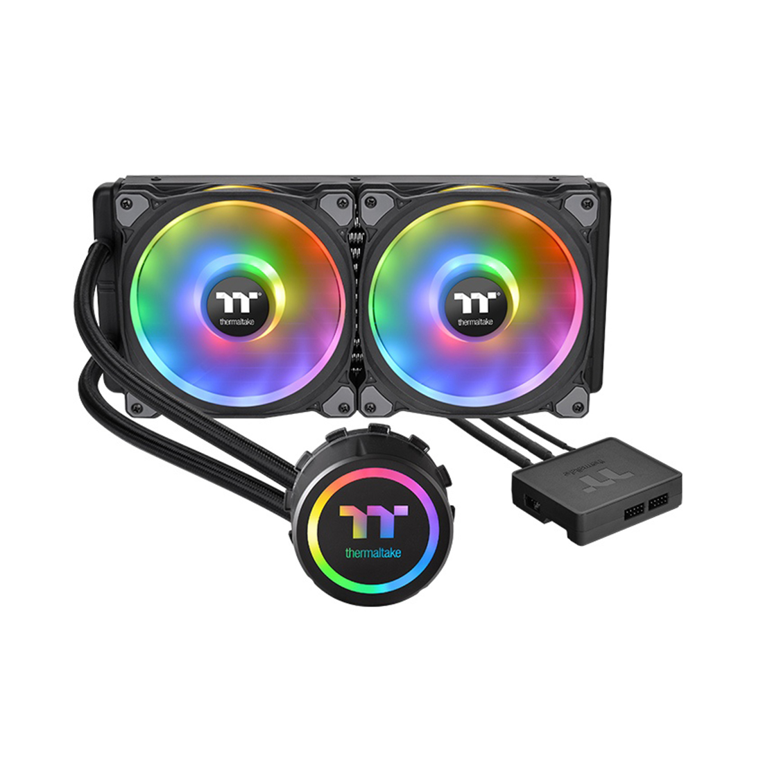 Кулер с водяным охлаждением, Thermaltake Floe DX RGB 280, CL-W257-PL14SW-A, Intel LGA 2066/2011-3/2011/1700/1200/1156/115x и AMD AM5/AM4/FM2/FM1/AM3+/AM3/AM2+/AM2, TDP 300W, 2*140мм вентилятора, Подсветка RGB, 500-1400 R.P.M, 60.87 CFM, 19.8-26.2dB(A), 9p