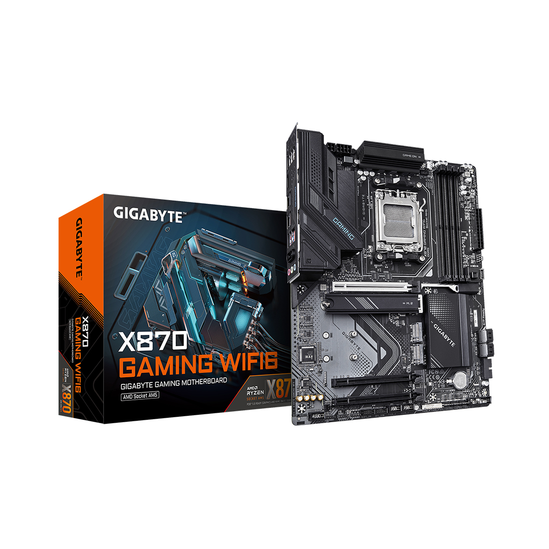 Материнская плата, Gigabyte, X870 GAMING WF6 (4719331865399), AM5, X870, 4xDDR5 4400/4800/5200/8200(OC), 4xSATA3, 3xM.2 (2*PCIe 4.0 x4/x2, 1*PCIe 4.0 x2), Raid, 1xHDMI, 2xUSB4 Type-C®, 3xPCI-Ex16, Wi-Fi, ATX