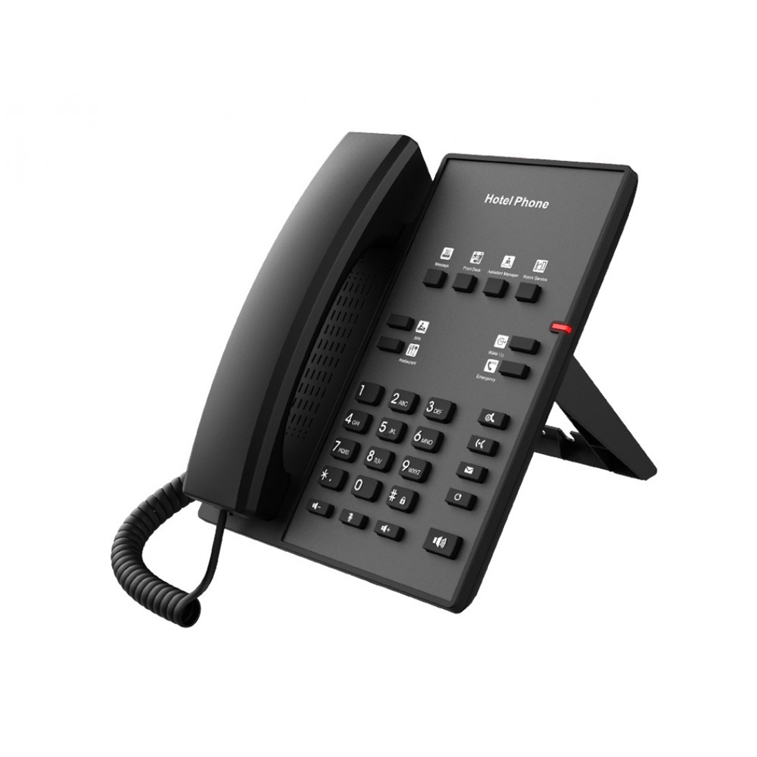 IP-телефон, Fanvil, H1-2 Wire, отельный, 2-проводной RJ11, 2 SIP-линии, 8 DSS-клавиш, чёрный, PoE, блок питания в комплекте