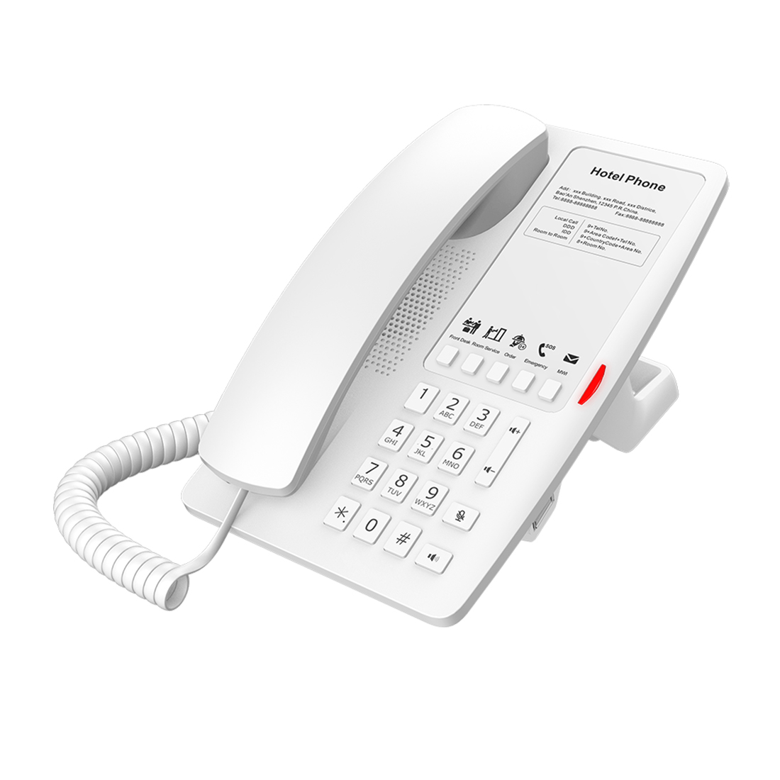 IP-телефон, Fanvil, H4W (B), IP-телефон, отельный, 2 SIP-линии, чёрный, 1xUSB, 1xRJ45, PoE, WIFI, без дисплея, 5 DSS-клавиш, блок питания в комплекте