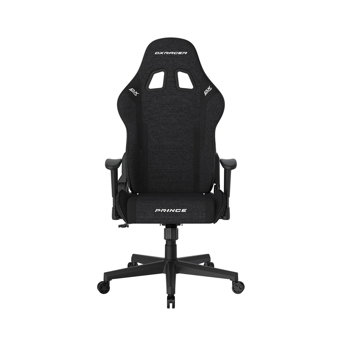 Игровое компьютерное кресло, DX Racer, GC/LPF24FBCFBB/N, Prince series, Рекомендуемый рост: до 180 см, Рекомендуемый вес: до 90 кг, Ткань, Угол наклона до 135°, 2D подлокотники, Нейлоновая основа кресла, Механизм качания: топ-ган, Черный