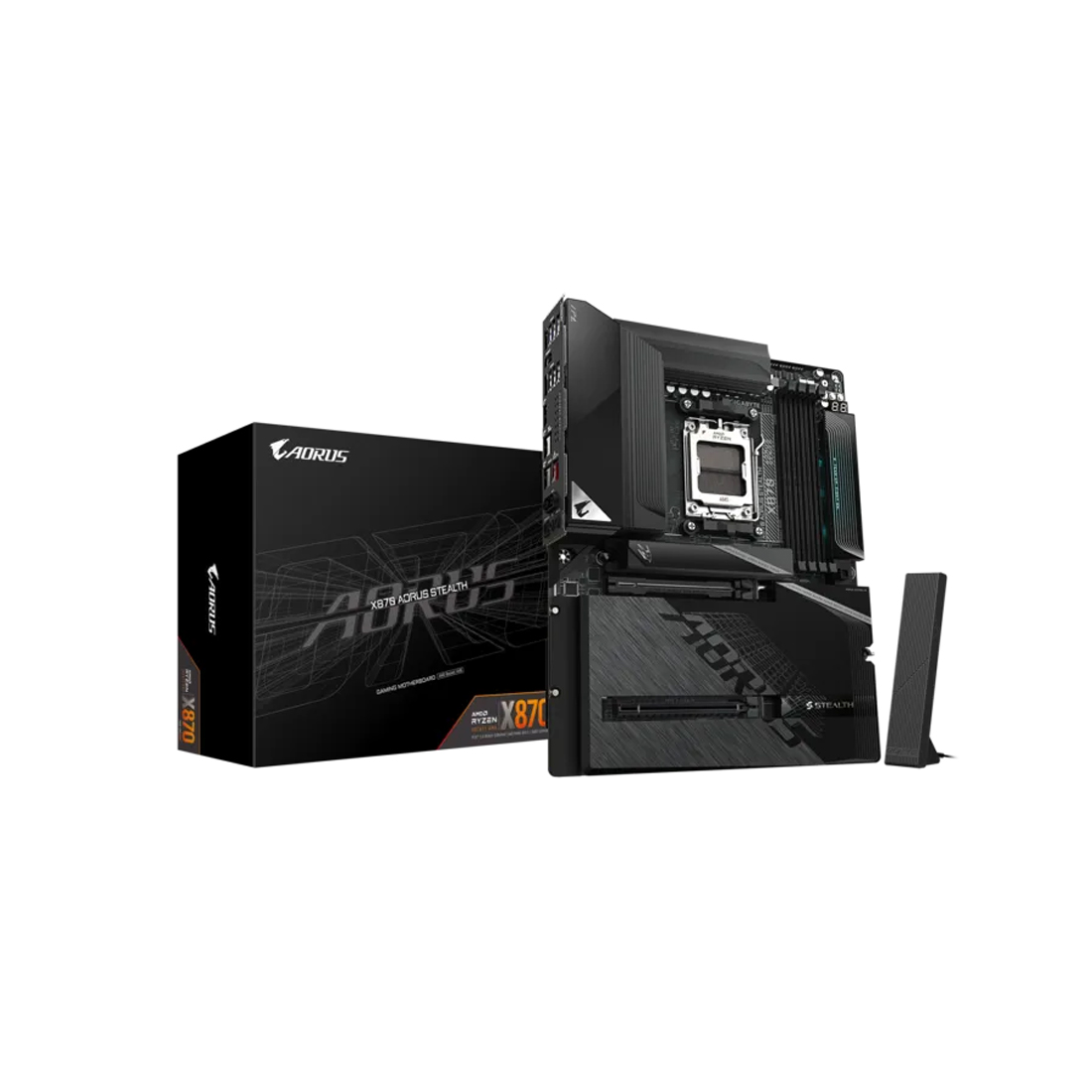 Материнская плата, Gigabyte, X870 AORUS STEALTH (4719331878801), AM5, X870, 4xDDR5 4400/4800/5200/8200(OC), 2xSATA3, 4xM.2 (PCIe 4.0 x4/x2), Raid, 1xHDMI, 2xUSB4 Type-C®, 2xPCI-Ex16, Wi-Fi, ATX
