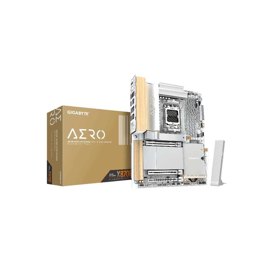 Материнская плата, Gigabyte, X870E AERO X3D WOOD (4719331878481), AM5, X870E, 4xDDR5 4400/4800/5200/9000(OC), 4xSATA3, 4xM.2 (2xPCIe 5.0 x4/x2, 2xPCIe 4.0 x4/x2), Raid, 1xHDMI, 2xUSB4 Type-C®, 2xPCI-Ex16, Wi-Fi, ATX