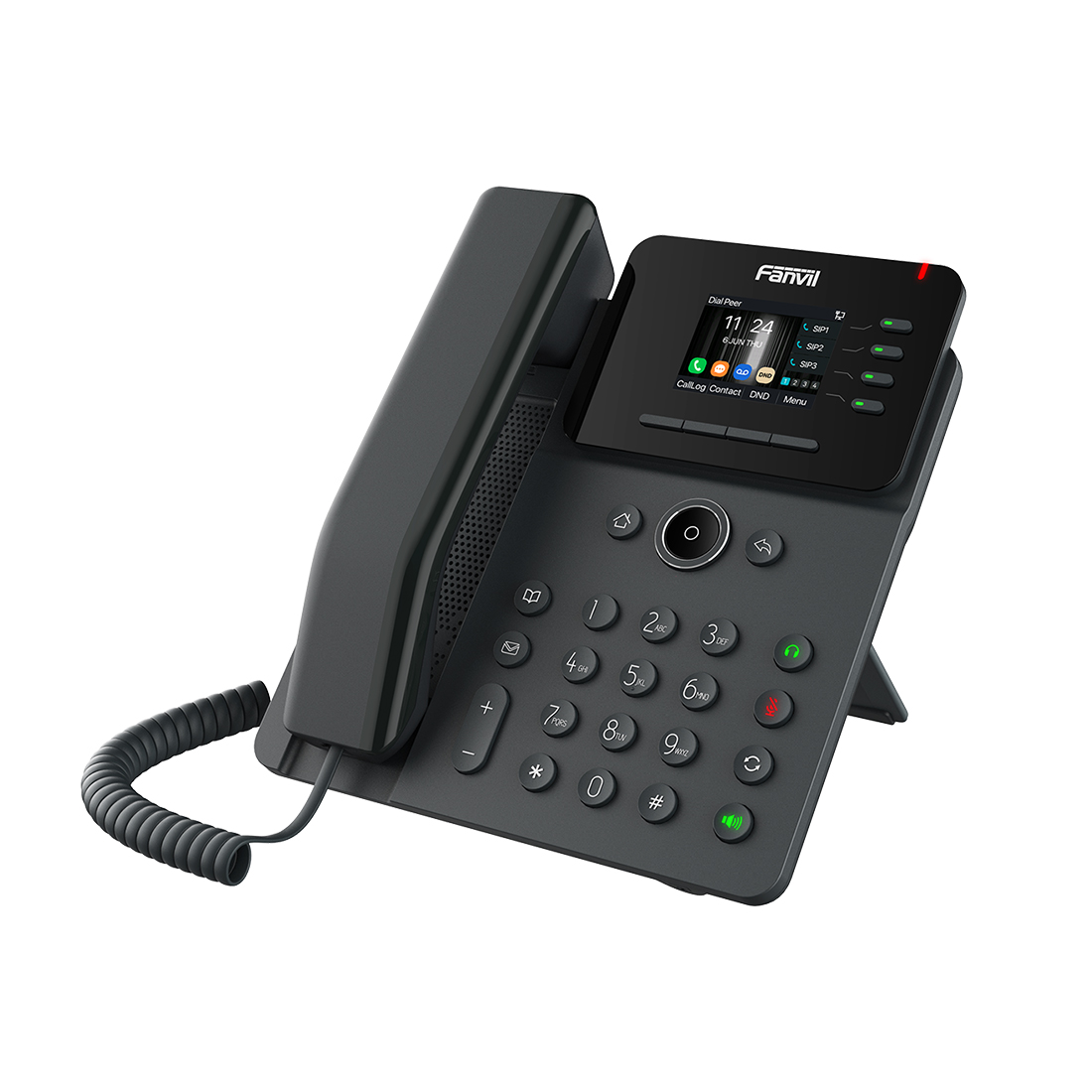 IP-телефон, Fanvil, V61G, 4 линии SIP, 2xGE PoE, цветной экран 320x240, конференц-связь на 6 участников, 12 клавиш DSS, блок питания в комплекте
