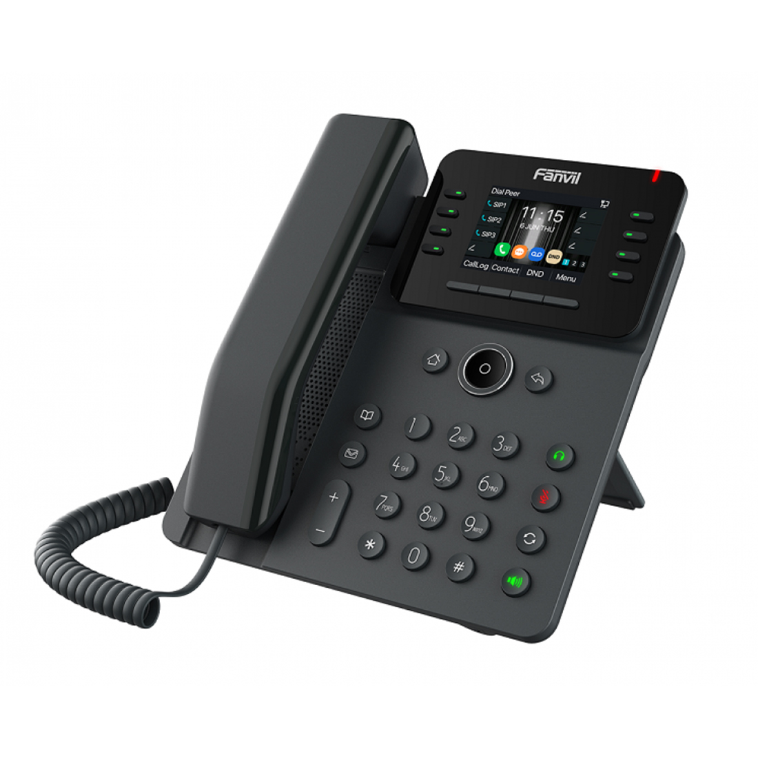 IP-телефон, Fanvil, V62G (B), 12 линии SIP, 2xGE PoE, чёрный, цветной экран 320x240, конференц-связь на 6 участников, до 21 DSS клавиши, блок питания в комплекте