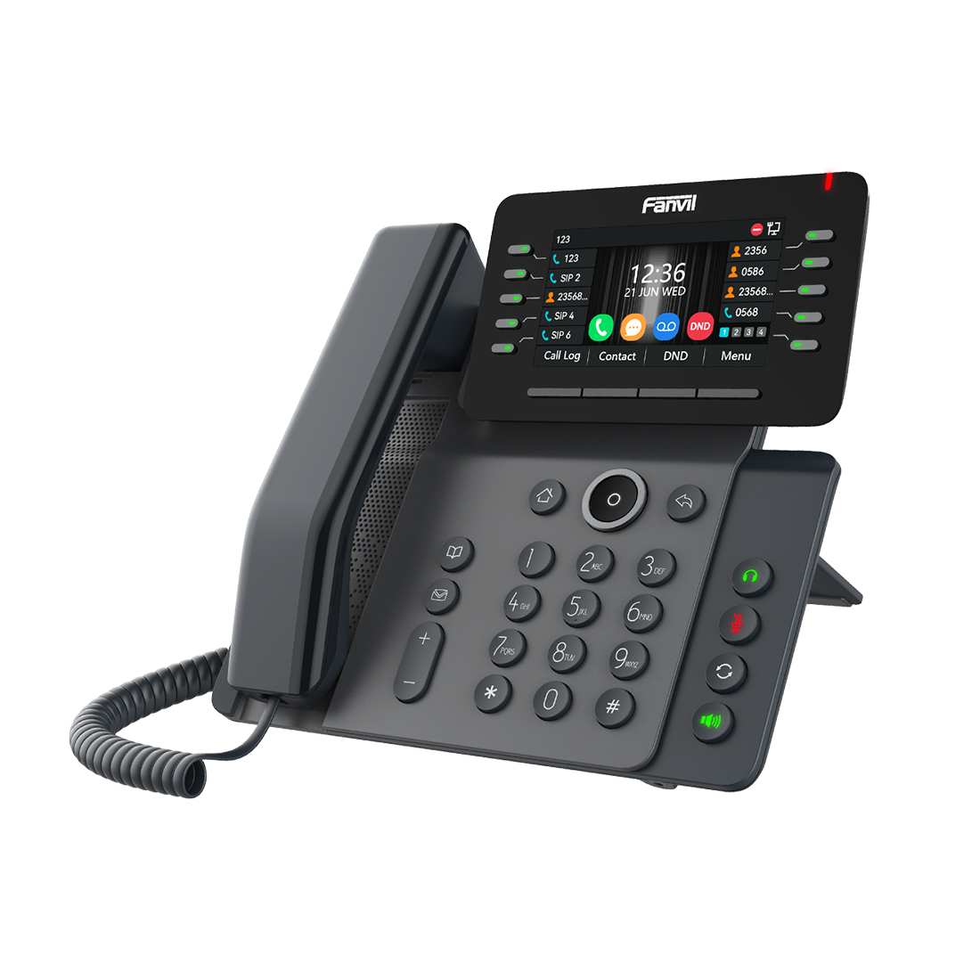 IP-телефон, Fanvil, V65, 20 линии SIP, 2xGE PoE, bluetooth, WIFI, USB, цветной экран 480x272, конференц-связь на 6 участников, до 45 DSS клавиши, блок питания в комплекте