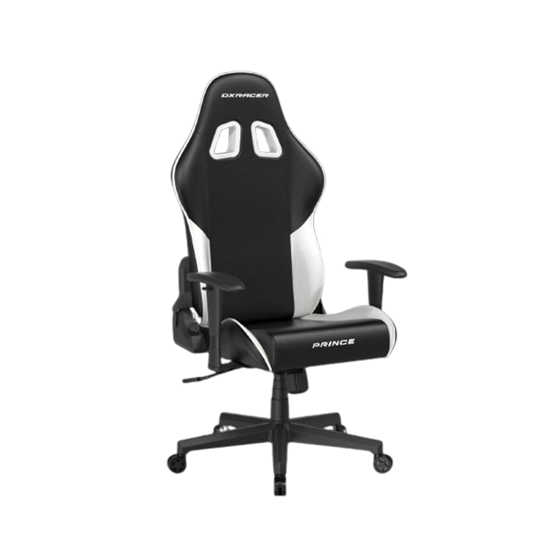 Игровое компьютерное кресло, DX Racer, GC/LPF24LTC/NW, Prince series, Рекомендуемый рост: до 180 см, Рекомендуемый вес: до 90 кг, Эко-кожа, Угол наклона до 135°, 2D подлокотники, Нейлоновая основа кресла, Механизм качания: топ-ган, Черно-белый