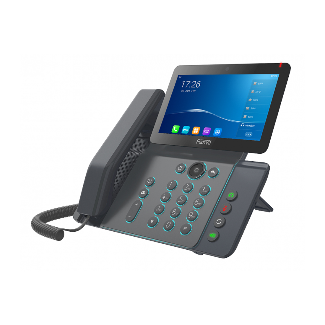 IP-телефон, Fanvil, V67, IP-видеотелефон, 20 линии SIP, 2xGE PoE, bluetooth, WIFI, USB, цветной сенсор экран 1024x600, конференц-связь на 10 участников, до 116 DSS клавиши, блок питания в комплекте