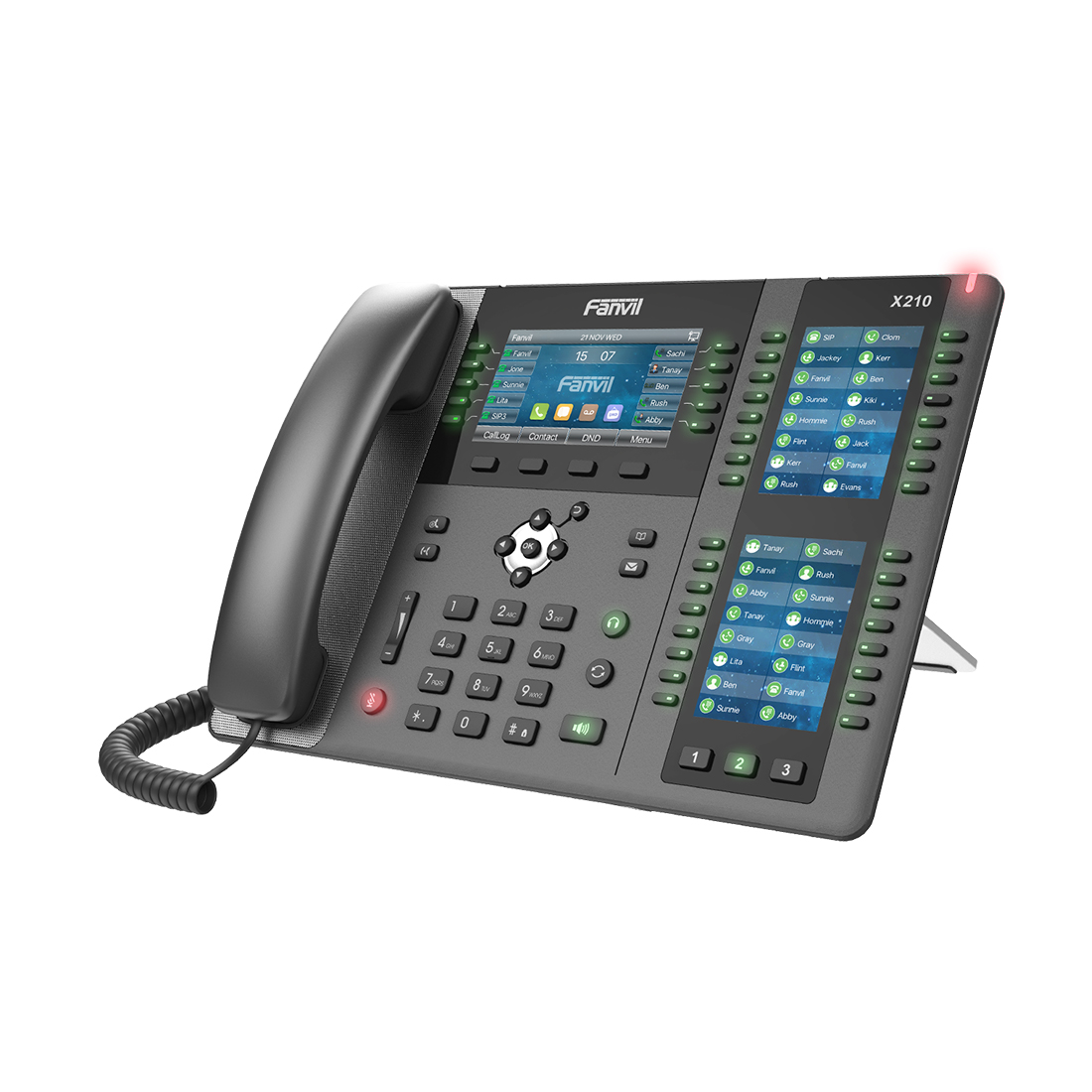 IP-телефон, Fanvil, X210, 20 линии SIP, 2xGE PoE, Bluetooth, WIFI, тройной дисплей, 106 DSS клавишь, блок питания в комплекте