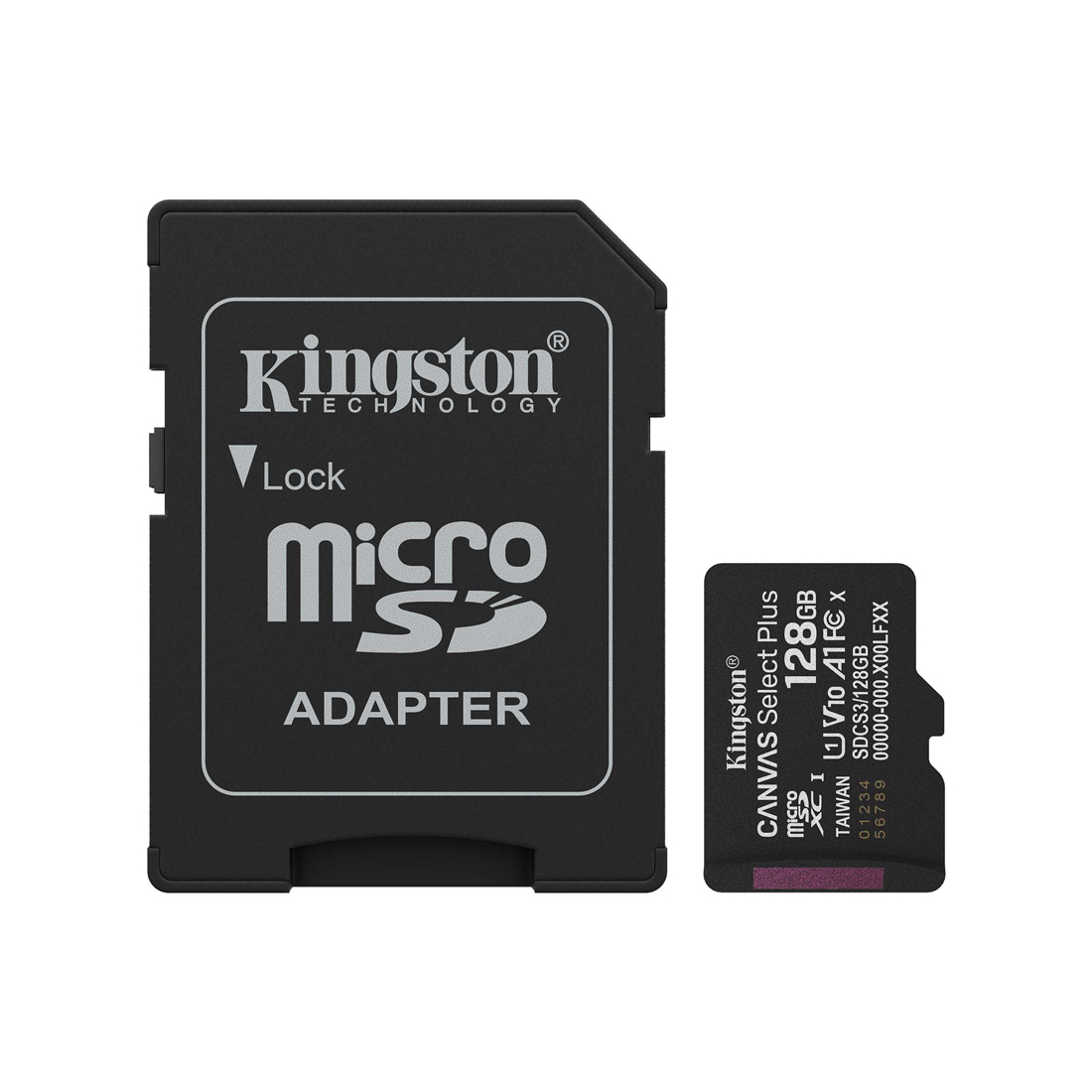 Карта памяти Kingston SDCS3/128GB MicroSDXC 128GB Canvas Select Plus A1 U1 V10 с адаптером SD