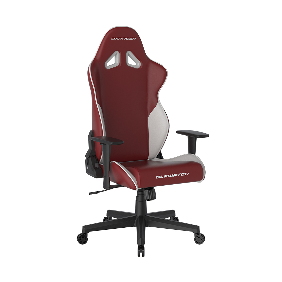 Игровое компьютерное кресло, DX Racer, GC/LGN23LTC/RW, Gladiator series, Рекомендуемый рост: до 190 см, Рекомендуемый вес: до 115 кг, Эко-кожа, Угол наклона до 135°, 3D подлокотники, Нейлоновая основа кресла, Механизм качания: топ-ган, Красно-Белый