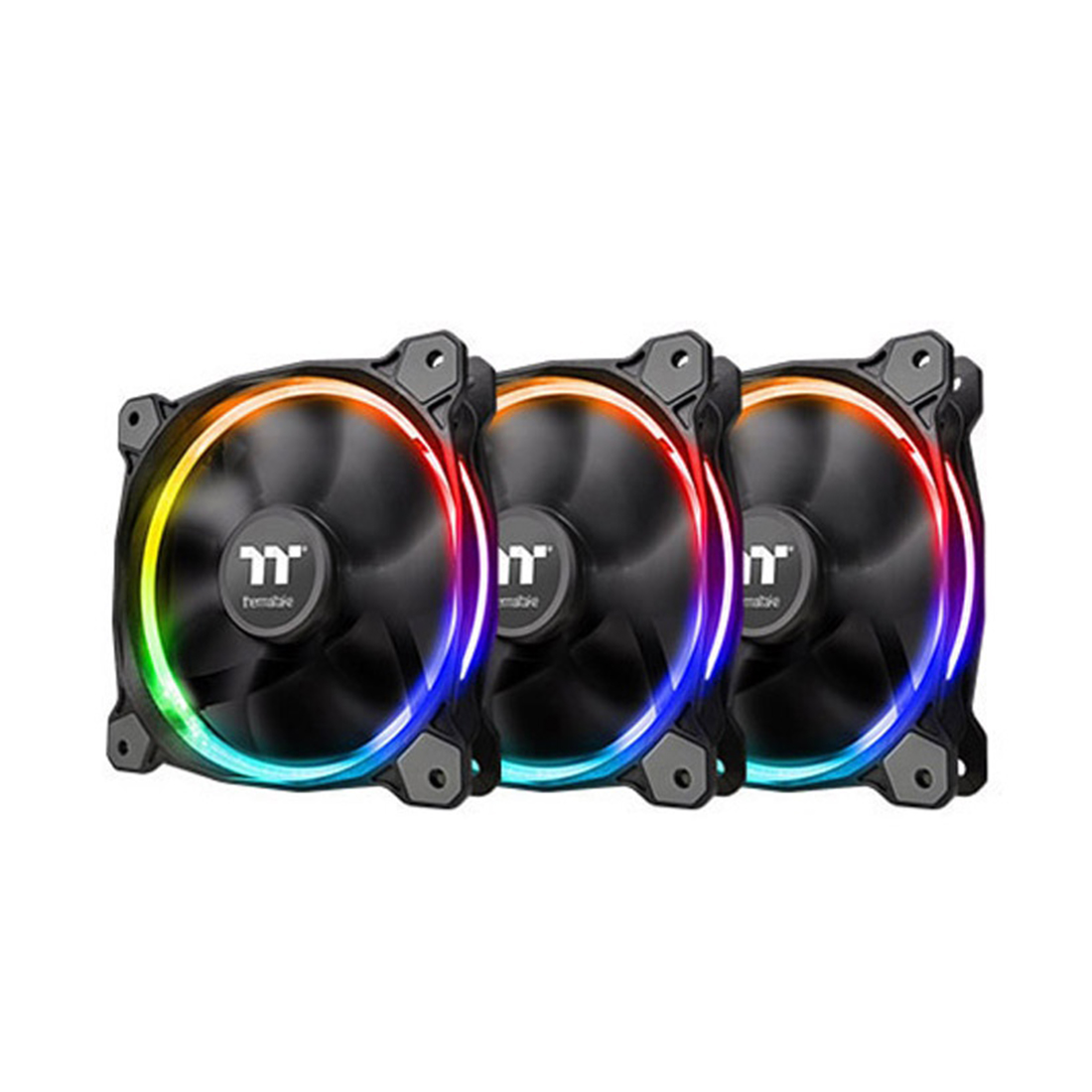 Кулер для компьютерного корпуса,Thermaltake, Riing 12 RGB Sync Edition 3-Fan Pack , CL-F071-PL12SW-A, 120мм вентилятор, 800-1500 об.мин, 18.5-26.4 dB(A), 4Pin, 2510 - 4Pin, 22.14-40.6 CFM, 120х120х25мм, Чёрный