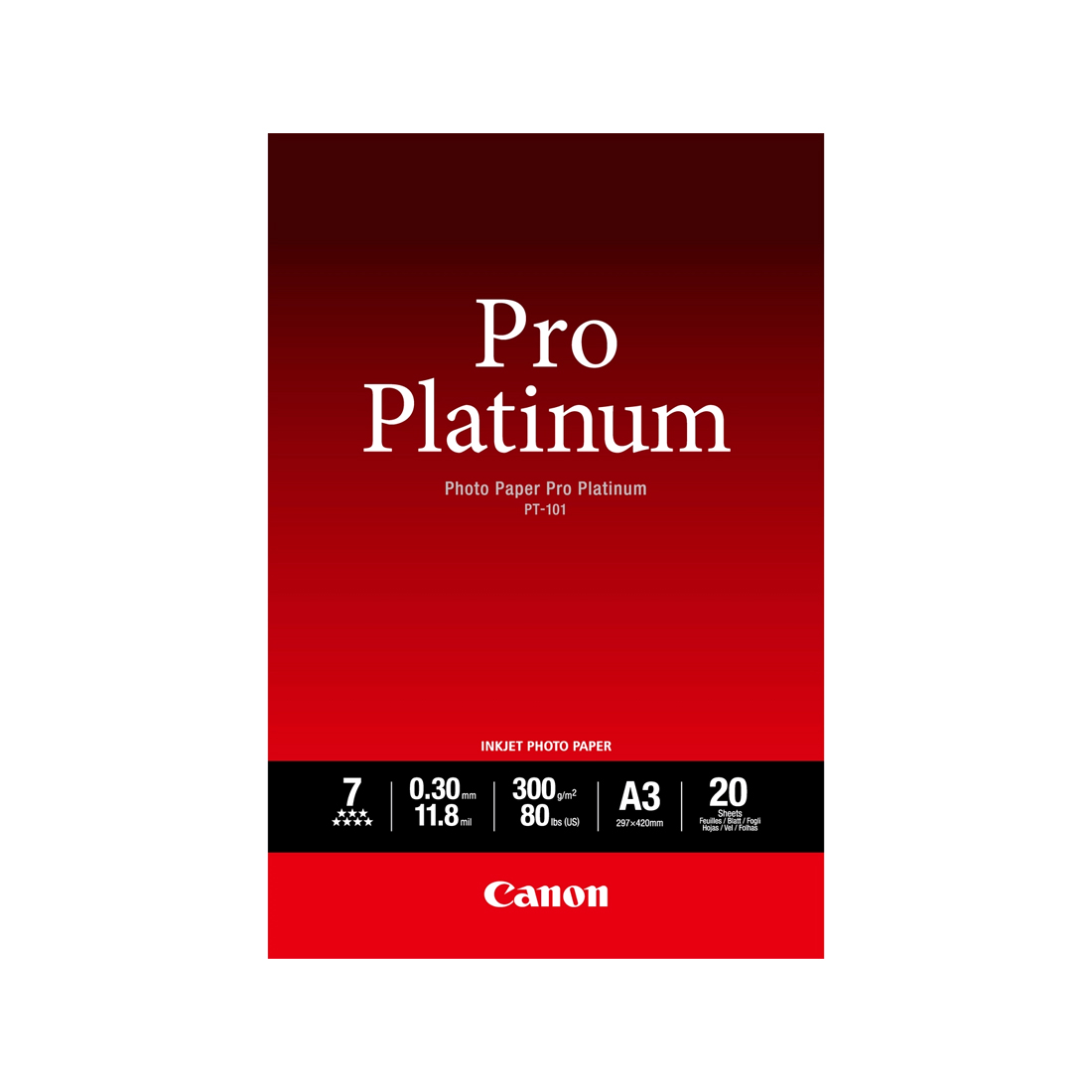 Глянцевая фотобумага, Canon, PT-101 Pro Platinum, A3, 20 шт., 2768B017AA