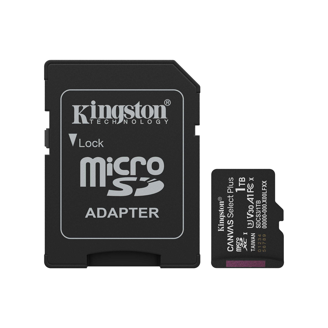 Kingston SDCS3/1TB MicroSDXC 1TB Canvas Select Plus A1 U3 V30 SD адаптерімен жадылық карта