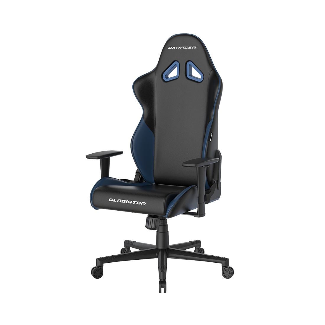 Игровое компьютерное кресло, DX Racer, GC/LGN23LTC/NI, Gladiator series, Рекомендуемый рост: до 190 см, Рекомендуемый вес: до 115 кг, Эко-кожа, Угол наклона до 135°, 3D подлокотники, Нейлоновая основа кресла, Механизм качания: топ-ган, Черно-синий