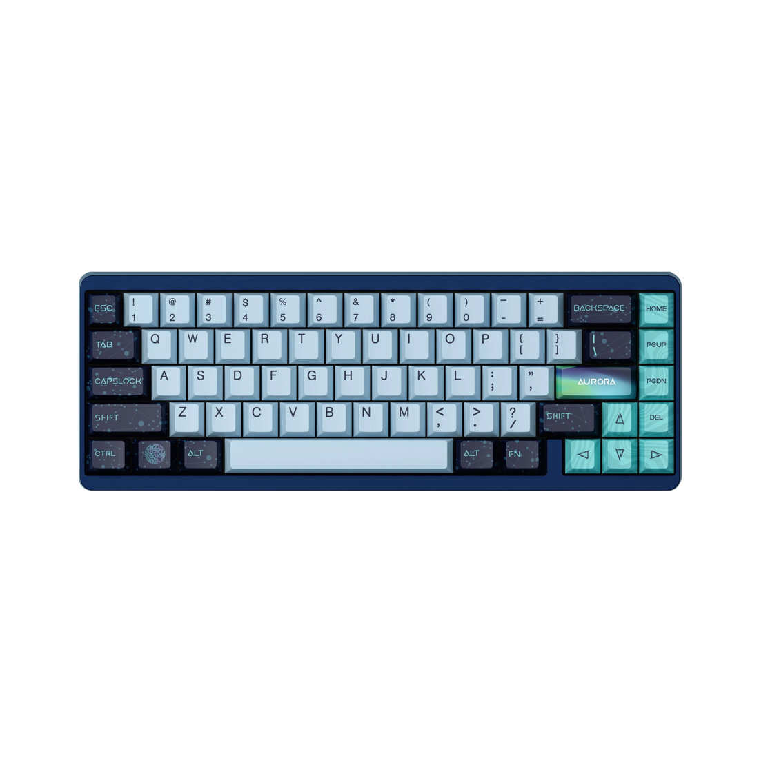 Клавиатура, Varmilo, Aurora Muse 65, A88A111H0A5A06A074, Gateron Varmilo Magnet White, 67 клавиш, Магнитная, Подсветка - RGB, Hot swap - Да, Проводная, Type-C, 375*177*80мм, Англ/Рус, Голубой