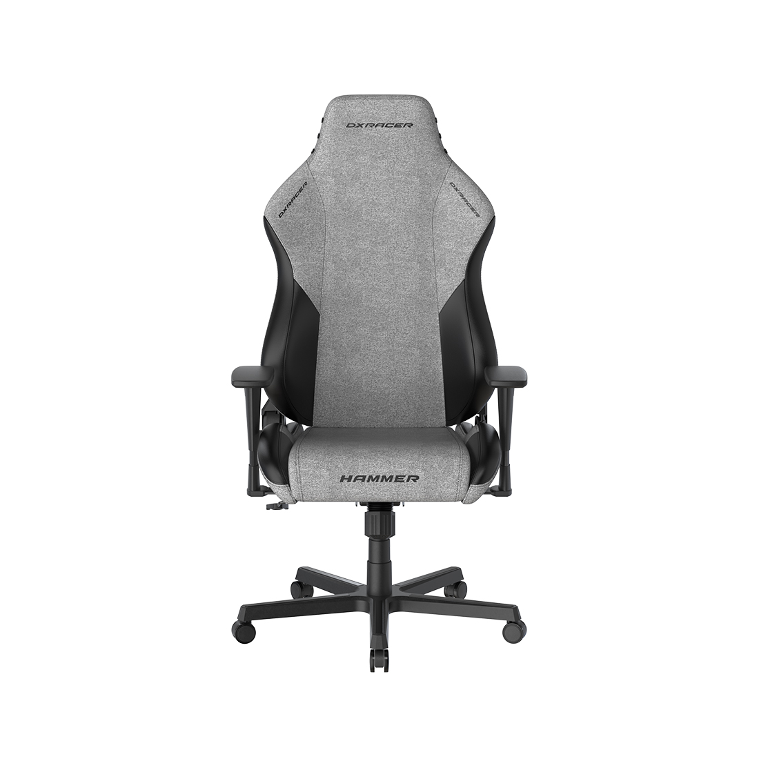 Игровое компьютерное кресло, DX Racer, GC/LHE23FBCLTA/GN, Hammer series, Рекомендуемый рост: до 190 см, Рекомендуемый вес: до 115 кг, Ткань/Кожа, Угол наклона до 135°, 3D подлокотники, Нейлоновая основа кресла, Механизм качания: топ-ган, Серый