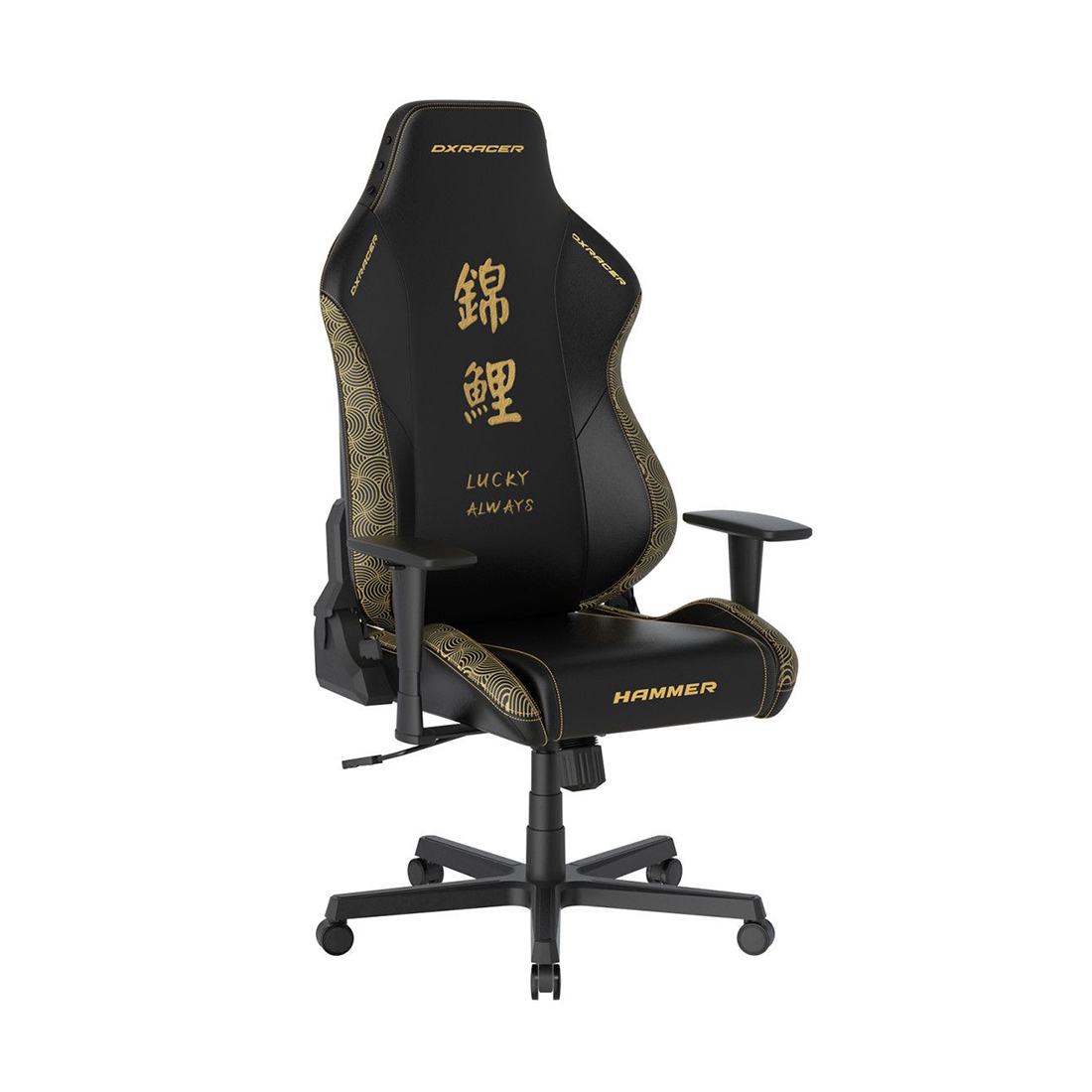 Игровое компьютерное кресло, DX Racer, GC/LHE23LTA/KOI, Hammer series, Рекомендуемый рост: до 190 см, Рекомендуемый вес: до 115 кг, Эко-кожа, Угол наклона до 135°, 3D подлокотники, Нейлоновая основа кресла, Механизм качания: топ-ган, Черный