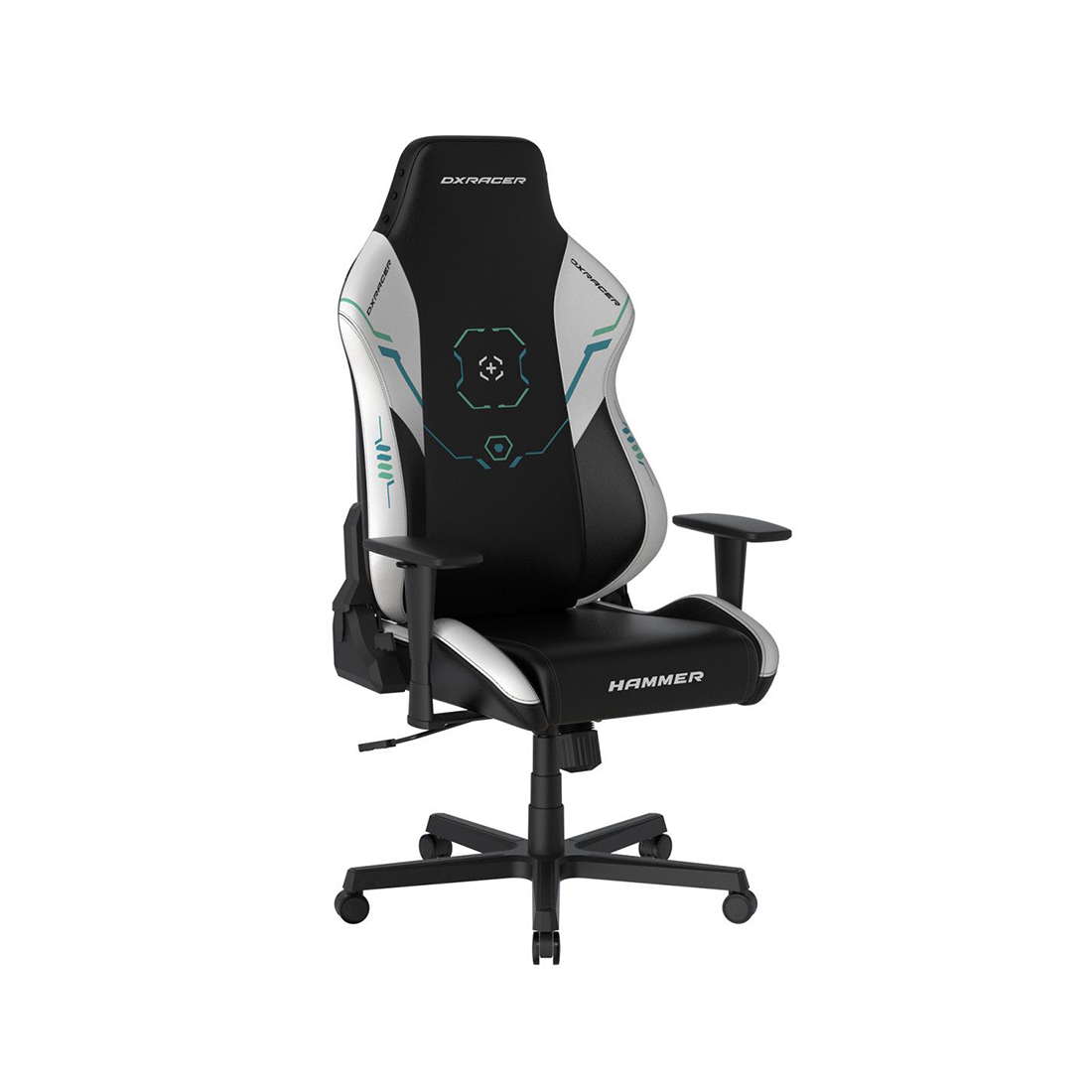 Игровое компьютерное кресло, DX Racer, GC/LHE23LTA/SITBETTERGAMELONGER, Hammer series, Рекомендуемый рост: до 190 см, Рекомендуемый вес: до 115 кг, Эко-кожа, Угол наклона до 135°, 3D подлокотники, Нейлоновая основа кресла, Механизм качания: топ-ган, Черно-белый