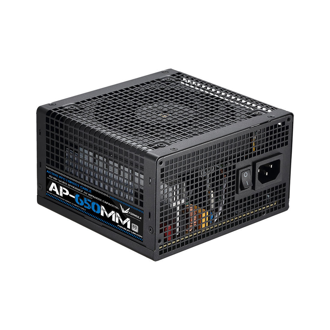 Блок питания, Formula V, AP-650MM, 650W, ATX, APFC, 20+4 pin, 2*4+4pin, 6*Sata, 2*Molex, 2*PCI-E 6+2 pin, Вентилятор 12см, Кабель питания, Чёрный