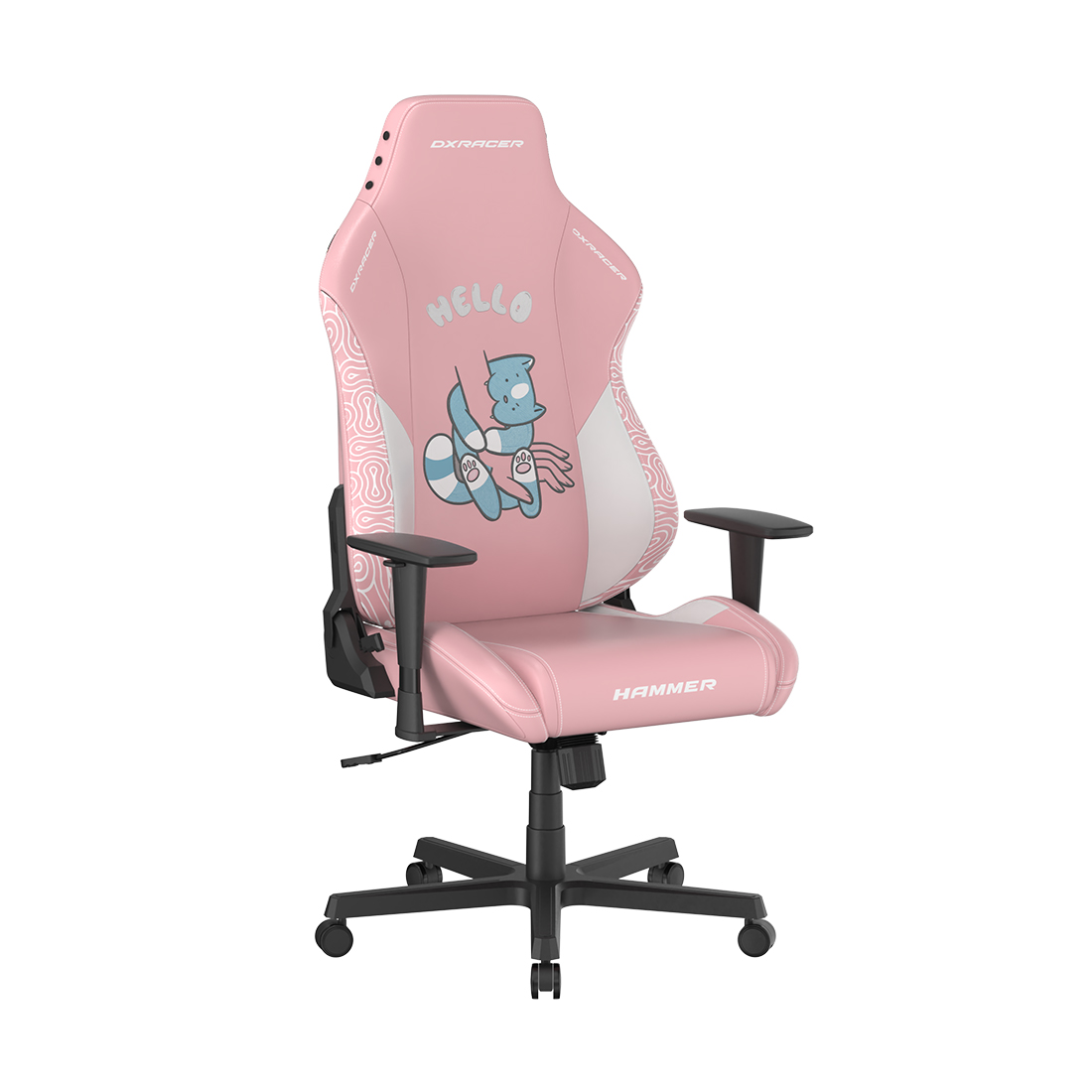 Игровое компьютерное кресло, DX Racer, GC/LHE23LTA/HUMANCAT, Hammer series, Рекомендуемый рост: до 190 см, Рекомендуемый вес: до 115 кг, Эко-кожа, Угол наклона до 135°, 3D подлокотники, Нейлоновая основа кресла, Механизм качания: топ-ган, Розовый