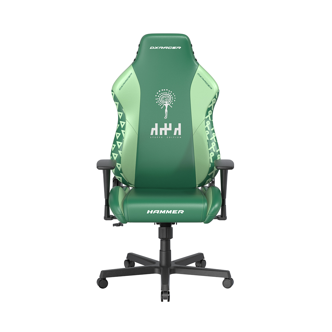 Игровое компьютерное кресло, DX Racer, GC/LHE23LTALTD/QZQ.E, Hammer series, Steppe edition, Рекомендуемый рост: до 190 см, Рекомендуемый вес: до 115 кг, Эко-кожа, Угол наклона до 135°, 3D подлокотники, Нейлоновая основа кресла, Механизм качания: топ-ган, Зеленый