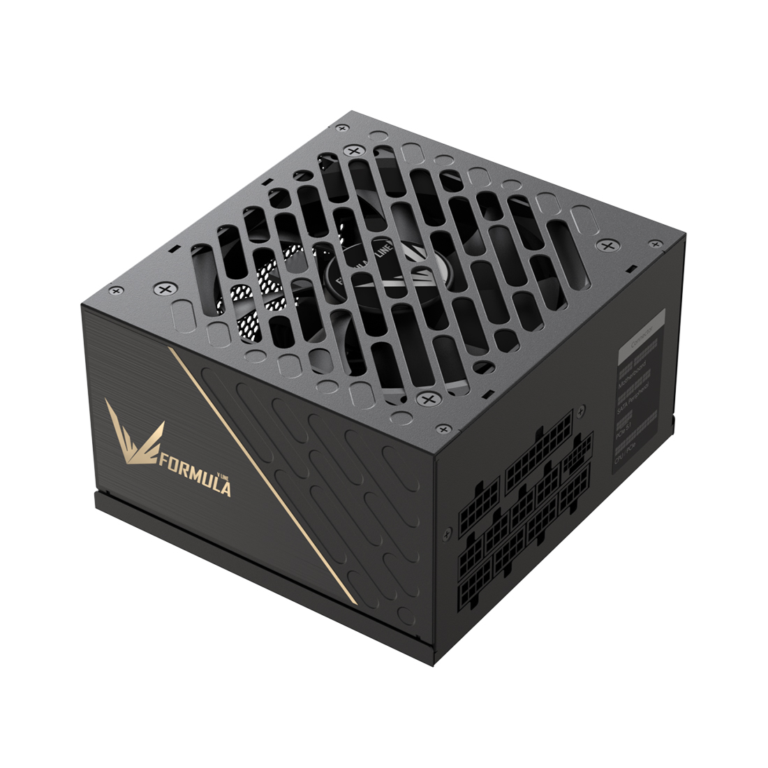 Блок питания, Formula V, FV-1000GM, 1000W, ATX 3.1, Gold, APFC, 20+4 pin, 2*4+4pin, 8*Sata, 3*Molex, 3*PCI-E 6+2 pin, 1*(16Pin)12VHPWR, Модульный, Вентилятор 12см, Кабель питания, Чёрный