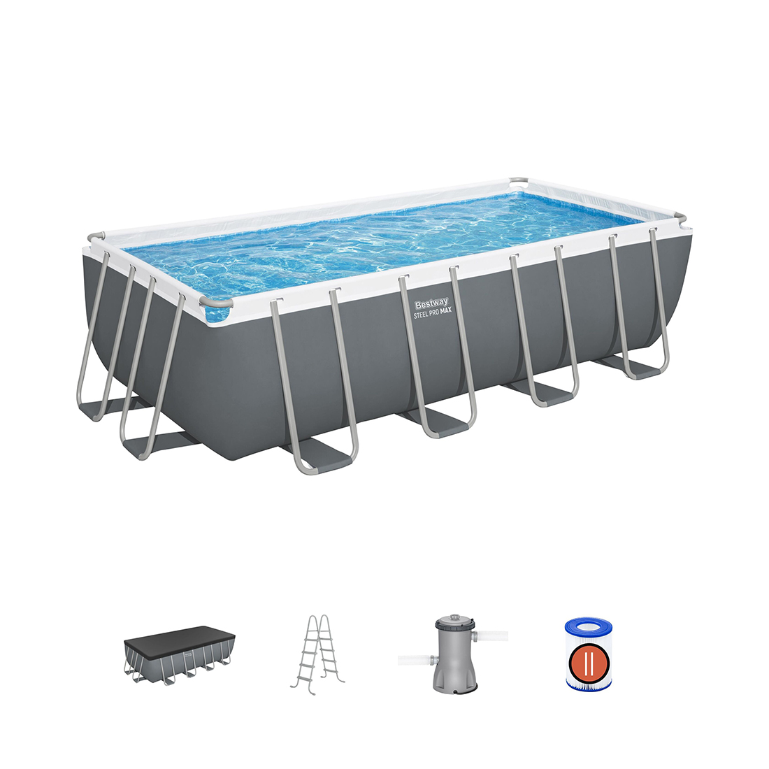 Каркасный бассейн Steel Pro MAX Rectangular 488 х 244 х 122 см, BESTWAY
