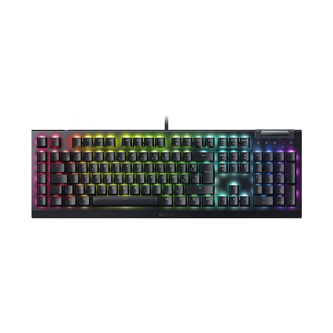 Клавиатура, Razer, BlackWidow V4 X, RZ03-04702500-R3R1, Игровая, Механические переключатели Razer Yellow Mechanical Switch, Подсветка: Razer Chroma™ RGB, 6специализированных клавиш макросов, Звукопоглощающая пена в нижней панели и между печатной платой и верхней панелью, Подключение: Проводное, Рус, Чёрный