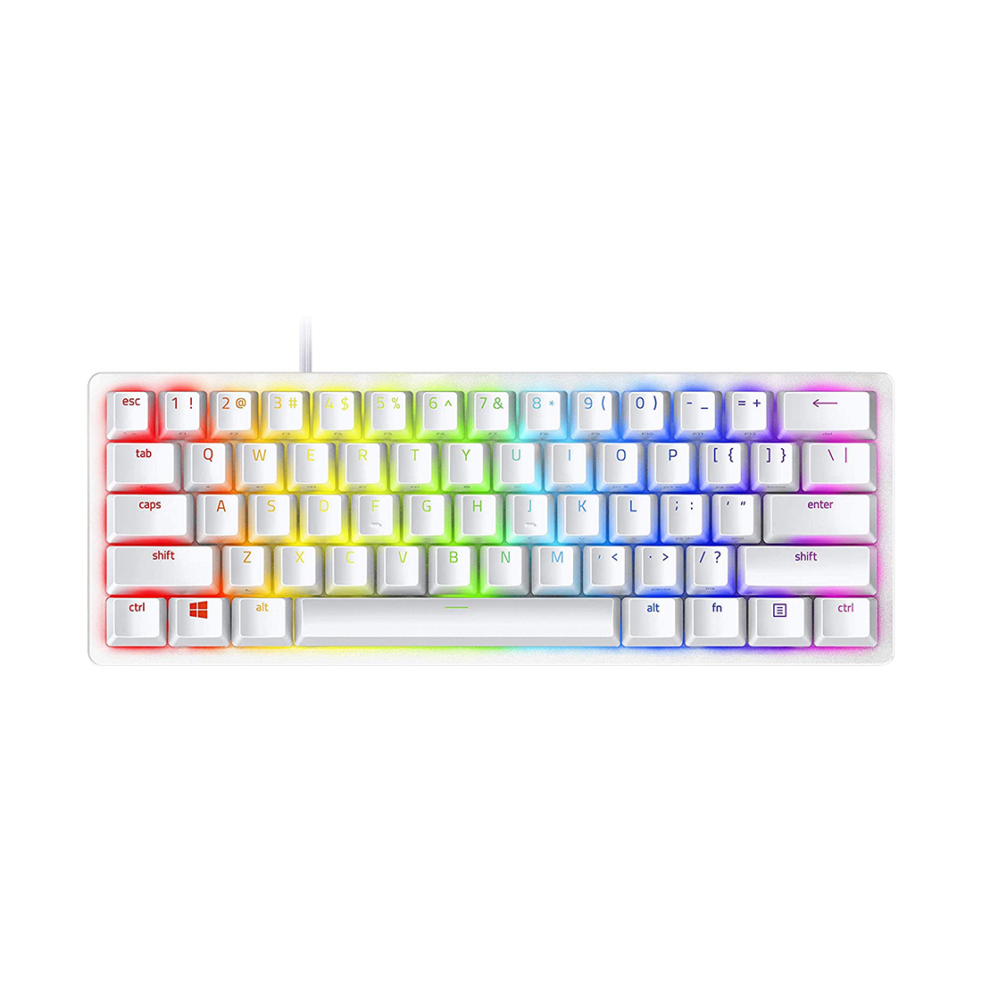 Клавиатура, Razer, Huntsman Mini (Red Switch), RZ03-03392200-R3R1, Игровая, Оптические переключатели Razer, Программируемые клавиши, Съемный кабель USB TYPE-C, Подсветка Chroma c 16.8 млн. цветовых оттенков, Длина кабеля 2 метра, белый