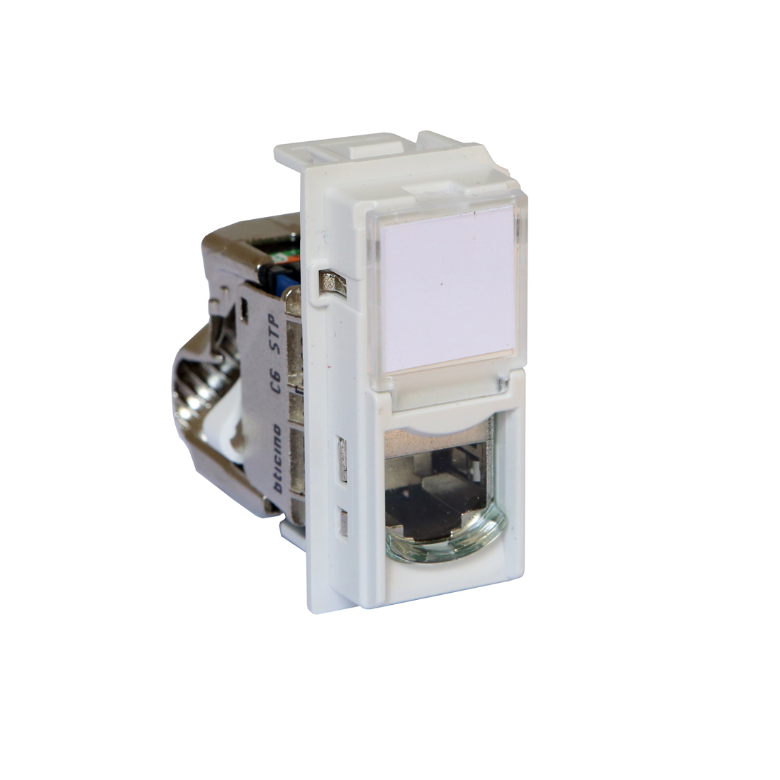 Розетка компьютерная, Bticino, KW4279C6S, Living Now RJ45 cat6 STP 1 модуль белая