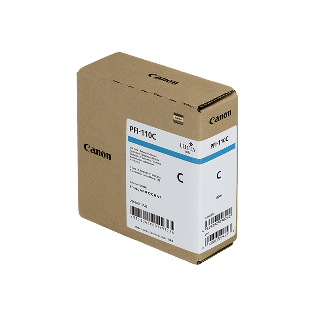 Чернильный картридж Canon PFI-110 Циан 2365C001 для Canon imagePROGRAF TX-2100/TX-3200/TX-4200, 160 мл