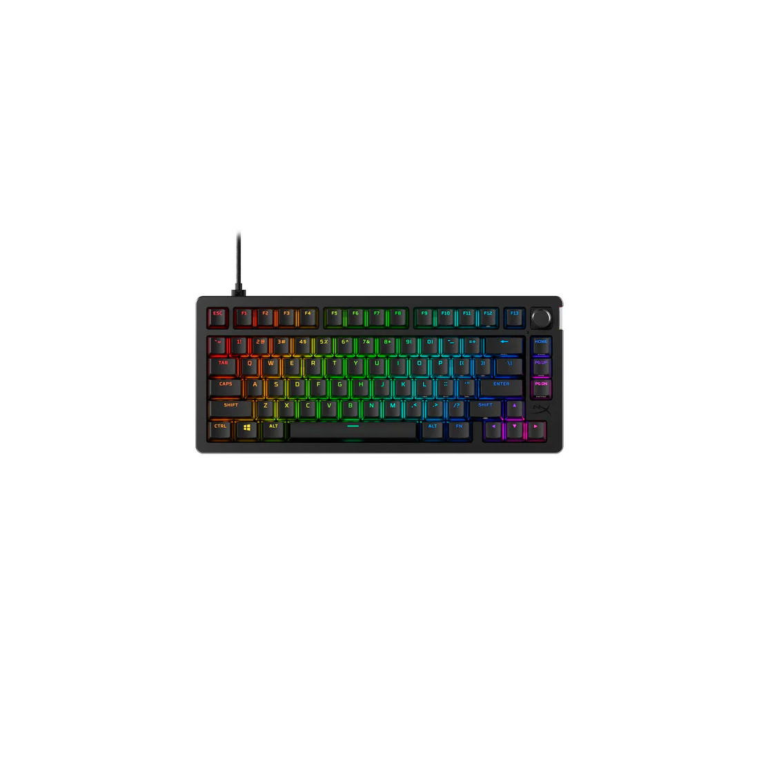 Клавиатура, HyperX, 7G7A4AA#ACB, Alloy Rise 75, Игровая, Механическая, HyperX Red switch, USB, Подсветка RGB, Размер: 311*142*49 мм., Анг/Рус, Черный