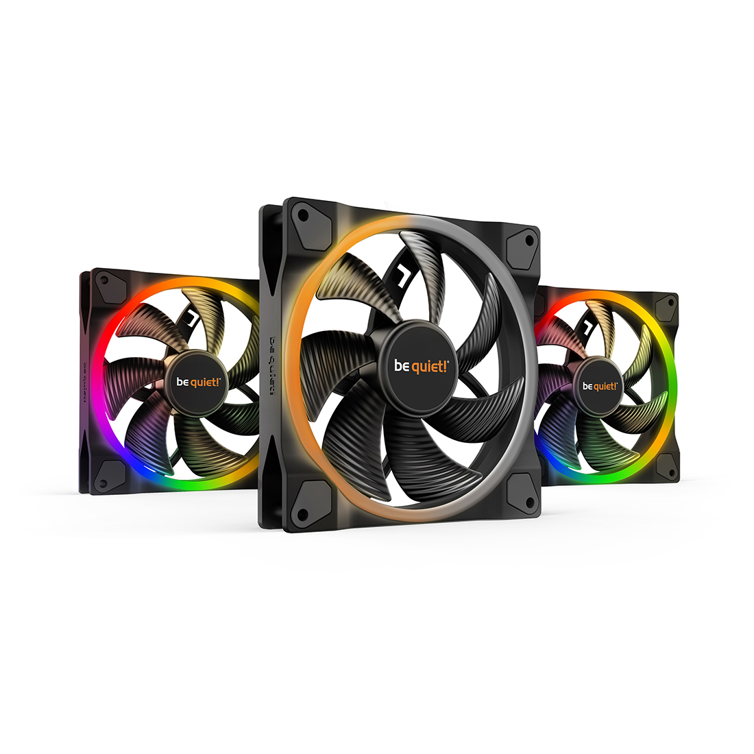 Вентилятор для компьютерного корпуса, Bequiet!, Light Wings, BL078, 3*140мм Light Wings PWM Triple Pack, ARGB LED, 1500 об.мин, 56/95.14 CFM, 23.3 dB(A), 4-pin PWM/3-pin ARGB, 140 x 140 x 25мм, Чёрный