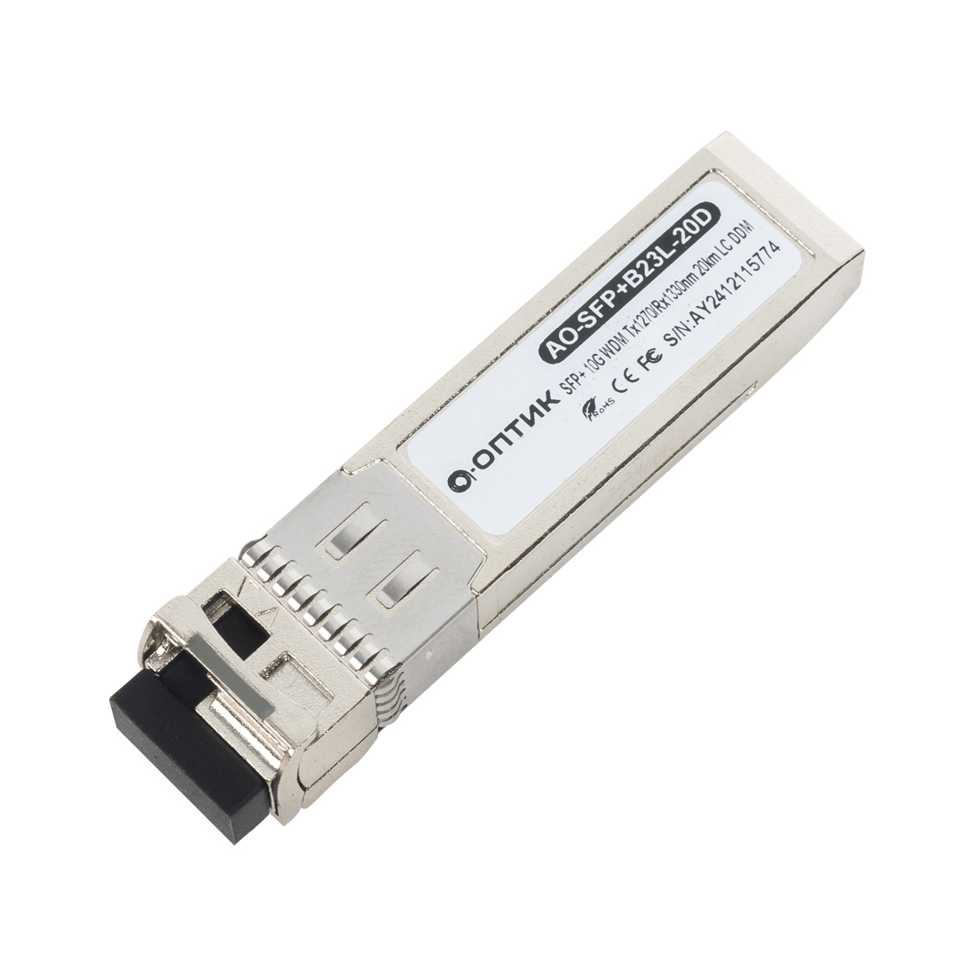 Трансивер, А-Оптик, AO-SFP+B23L-20D, SFP+ 10G WDM Tx1270/Rx1330nm 20km LC DDM