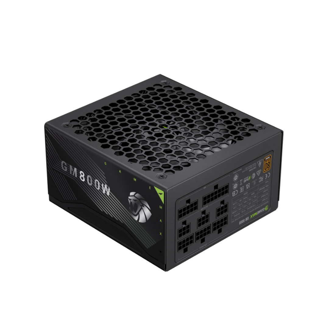 Блок питания, Gamemax, GM 800B, 2140-0800B0007, 800W, Bronze+, APFC, 20+4 pin, 1*4+4pin, 6*Sata, 2*Molex, 4*PCI-E 6+2 pin, Modular, Вентилятор 14см, 160*150*85 см, Черный