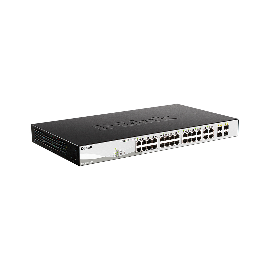 Коммутатор, D-Link, DGS-1210-28MP/F3A, Управляемый L2, 24 порта 10/100/1000Base-T, PoE 802.3af/at, PoE-бюджет 370 Вт, 4 комбо-порта 100/1000Base-T/SFP, Стоечный