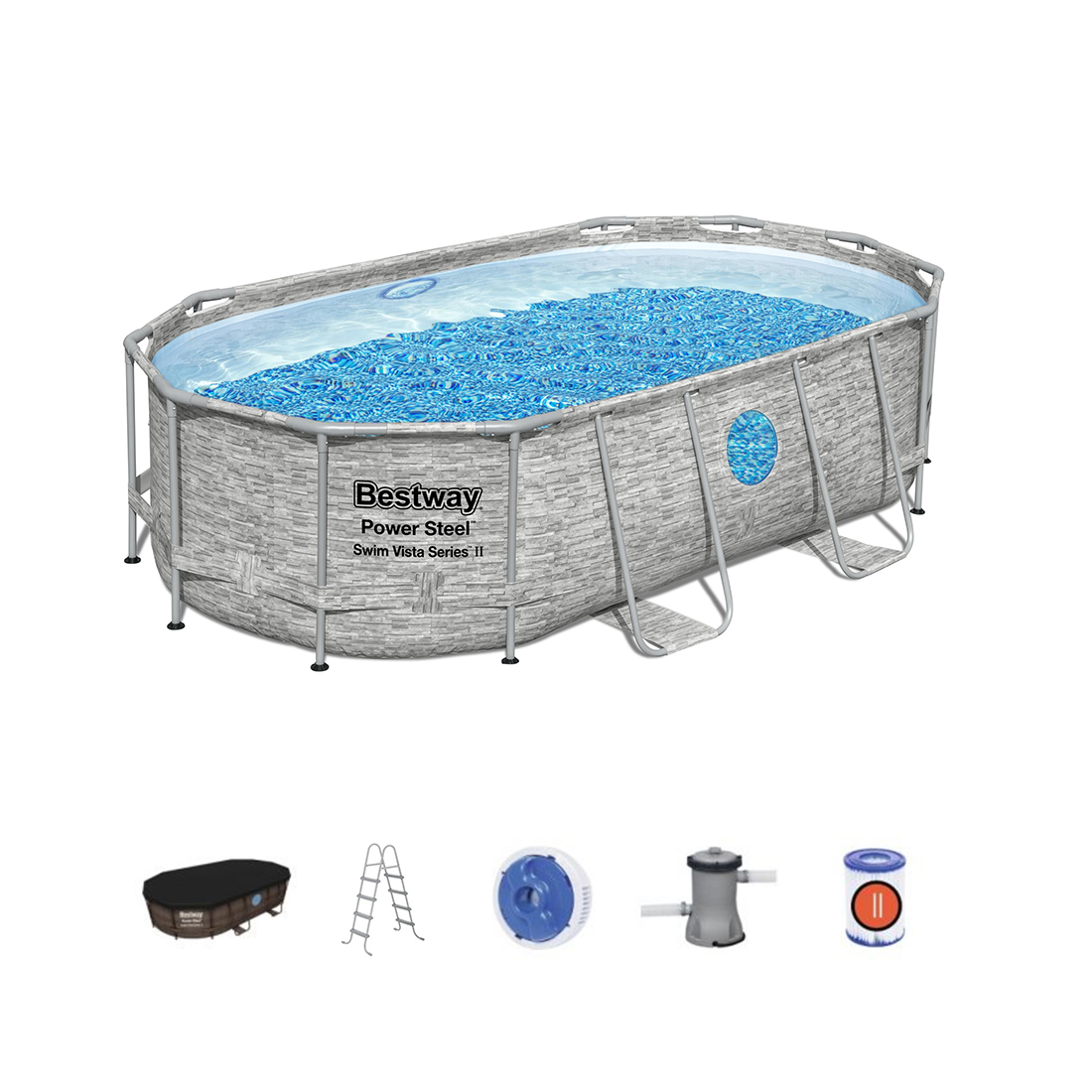 Каркасный бассейн Steel Pro MAX Splashview Oval 427 х 250 x 100 см, BESTWAY
