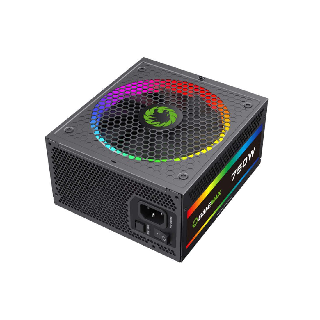Блок питания, Gamemax, RGB PRO 750G Gold, 2141-0750B0018, 750 Вт, ATX 3.1, ATX, 20+4 pin, 4*PCI-E 6+2 pin, 1*PCI-E 12+4 pin, 8*SATA, 3*Molex, 150x165x86 мм, Черный