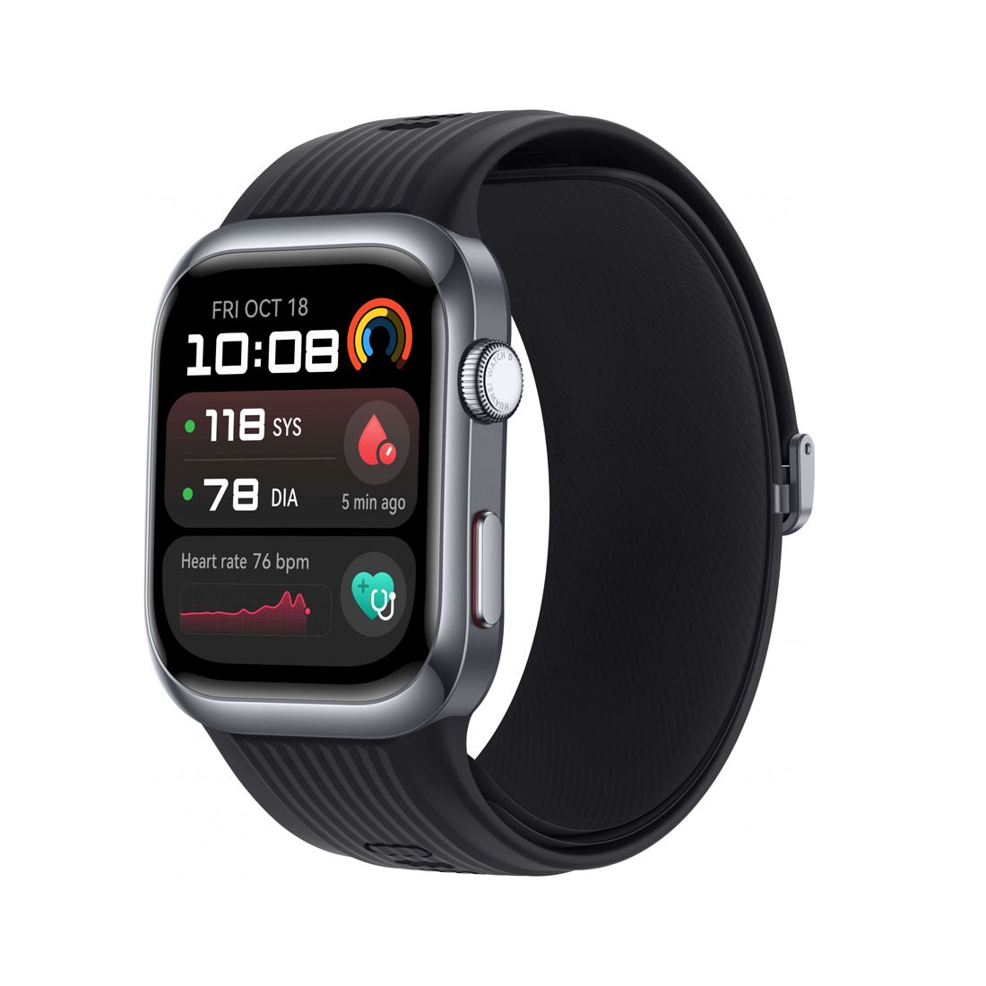 Смарт часы, Huawei, Watch D2 LCA-B10, Дисплей 1.82" цветной AMOLED-экран, Разрешение 480 x 408, Вес 40 гр, (Black Fluoroelastomer Strap) Черный